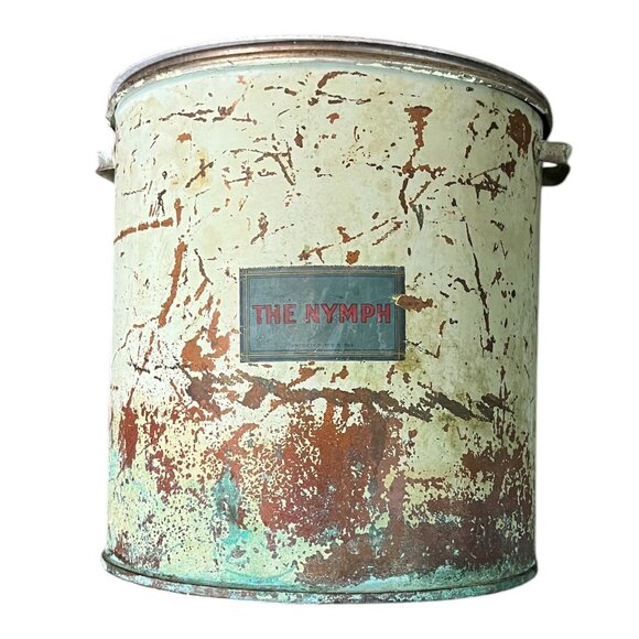 Antique "The Nymph" Large Decorative 12" Metal Stock Pot w/Handles & Affixed Lid - Picture 11 of 11